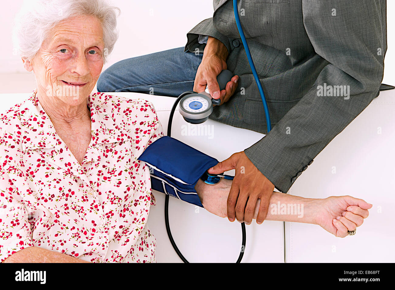 BLOOD PRESSURE, ELDERLY PERSON Stock Photo Alamy