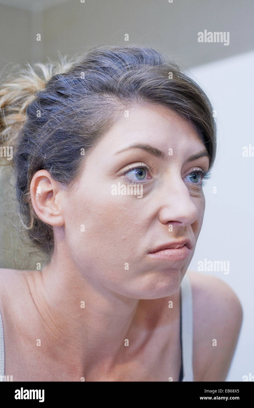 WOMAN WITH MIRROR Stock Photo