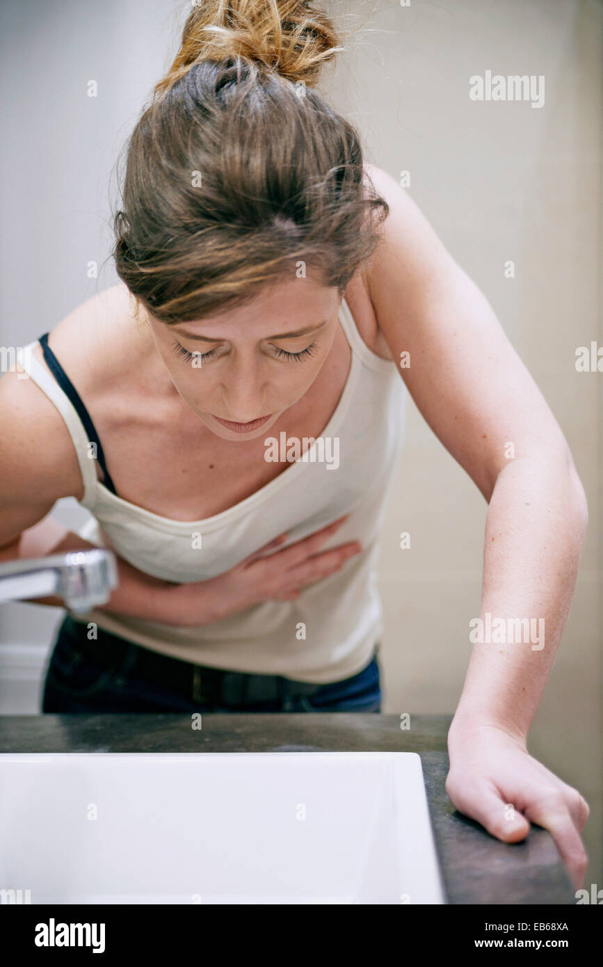 WOMAN FEELING NAUSEOUS Stock Photo Alamy