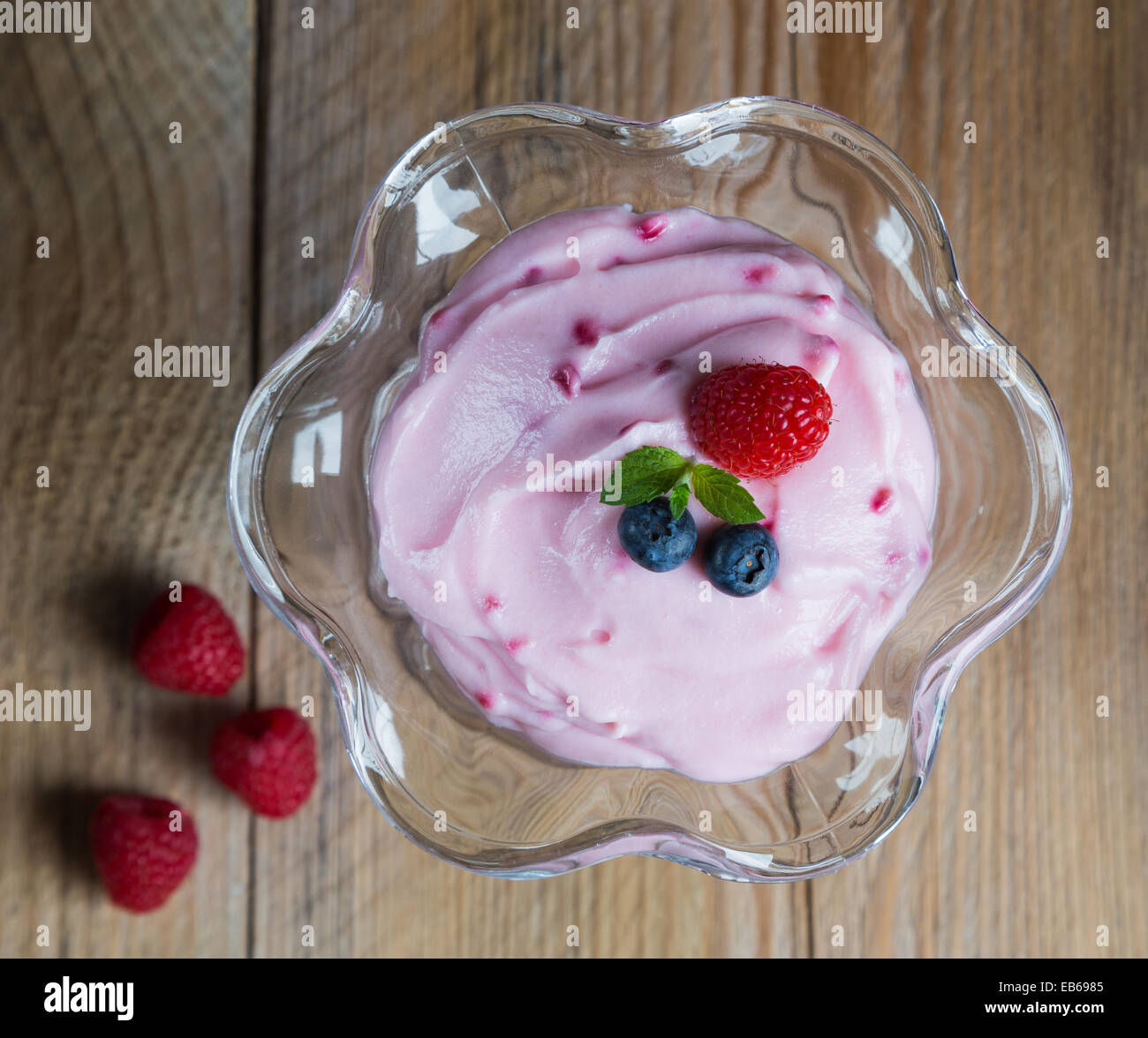 Mint Raspberry Dessert Raspberry cream dessert with mint Stock Photo - Alamy