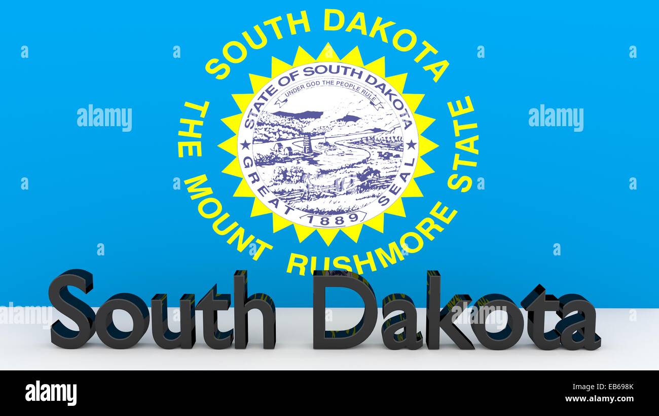 Writing with the name of the US state South Dakota made of dark metal ...