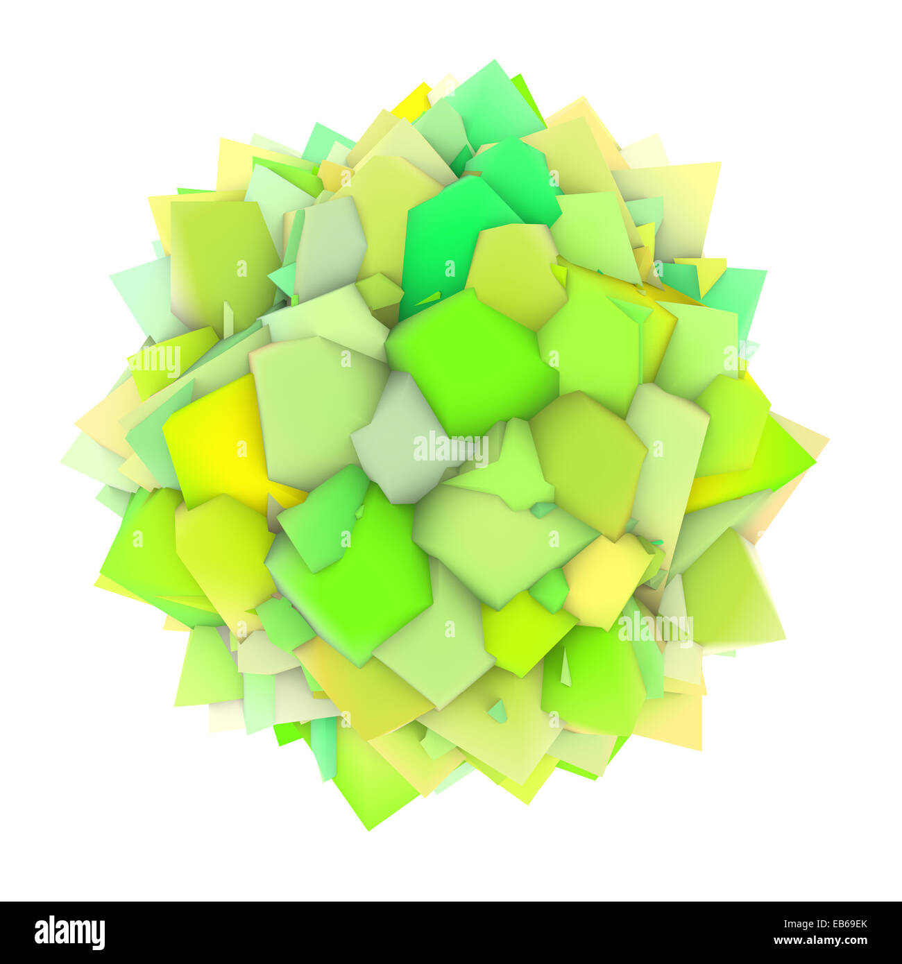 3d abstract green yellow shape on white Stock Photo