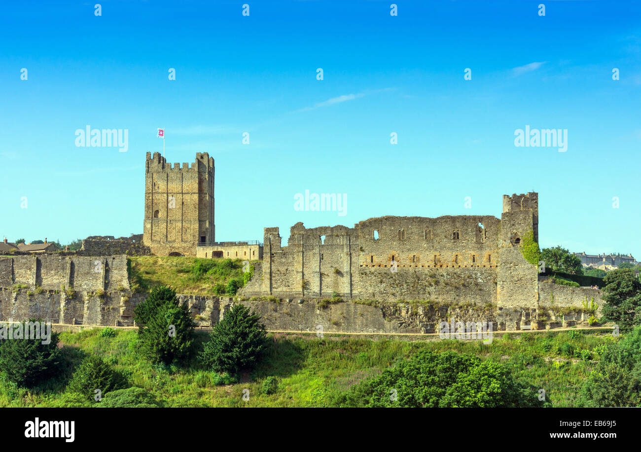 Richmond Castle with keep, Norman, North Yorkshire Stock Photo
