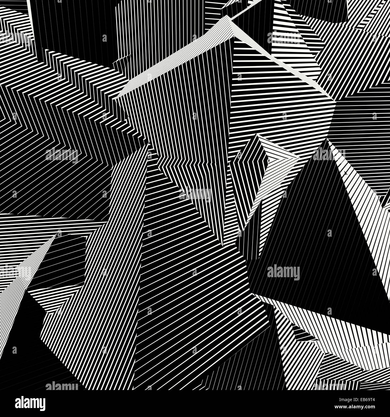 abstract striped shape background in black and white Stock Photo