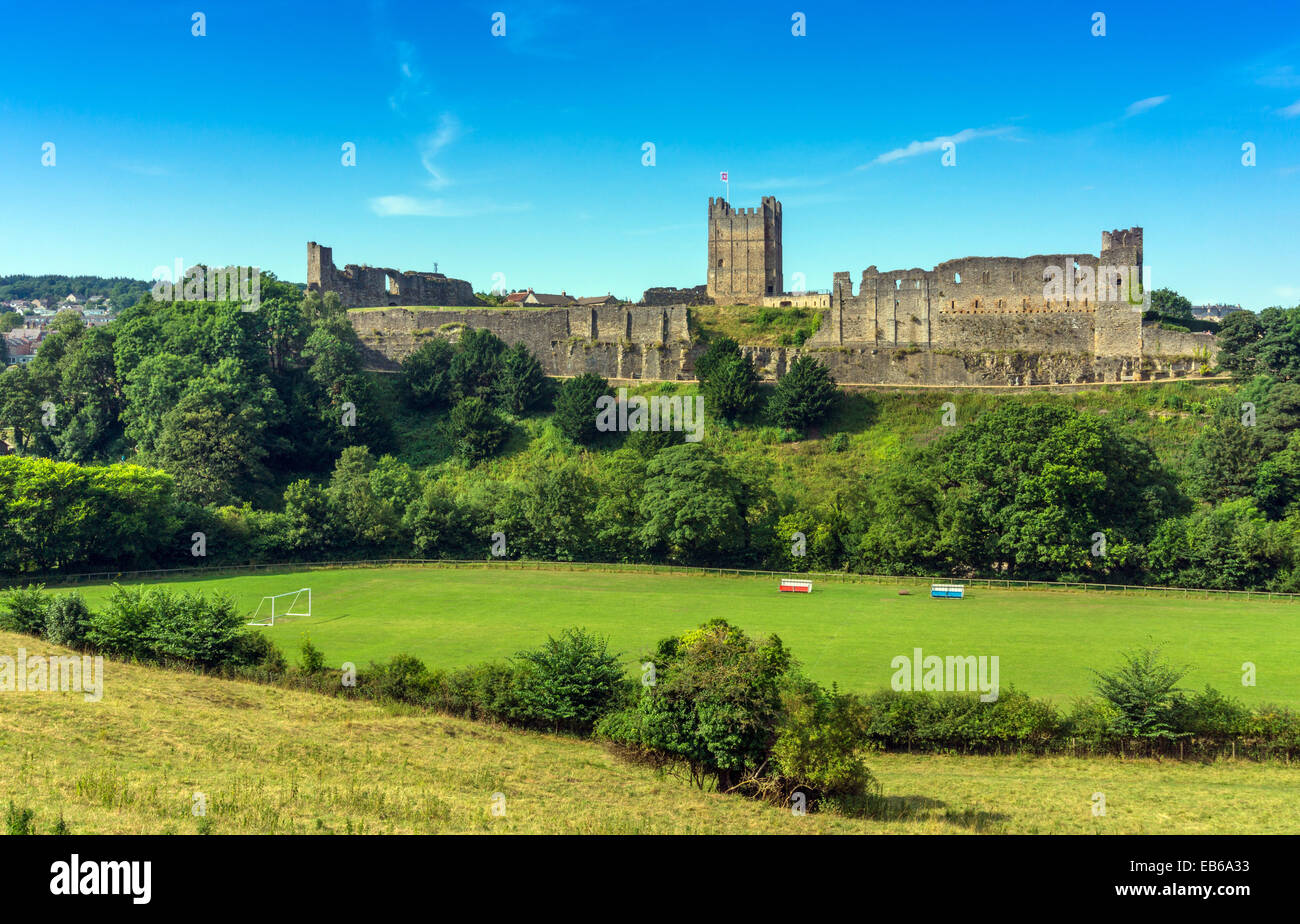 Richmond Castle with keep, Norman, North Yorkshire, Norman castle Stock Photo