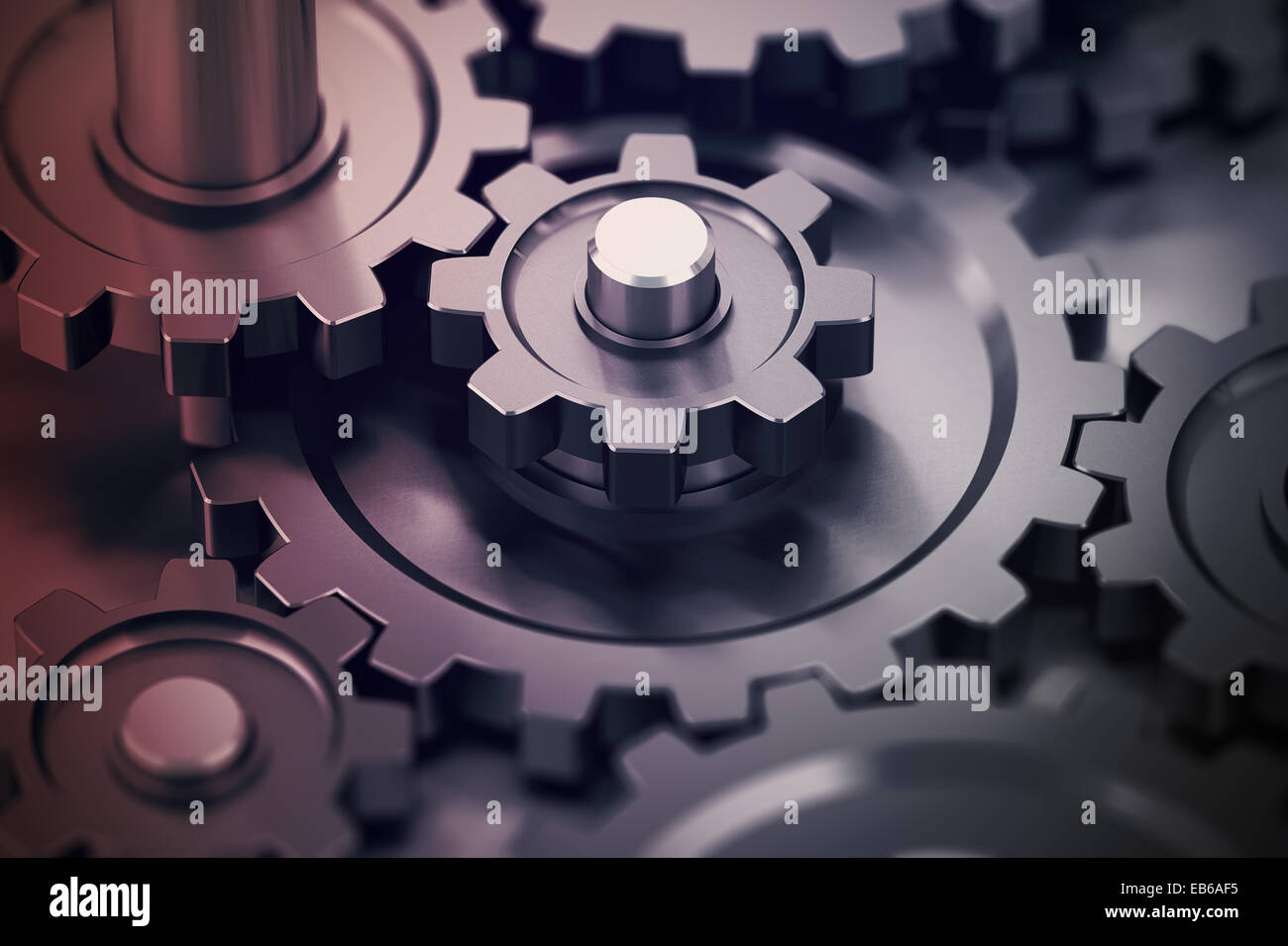 Concept of teamwork, gears working together, mechanical symbol Stock