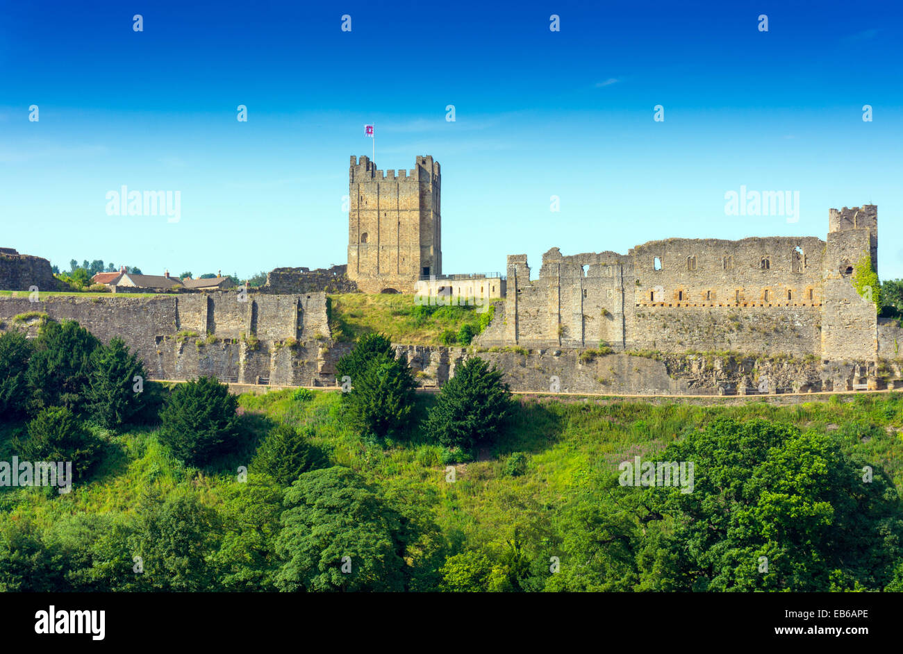Richmond Castle with keep, Norman, Richmond, North Yorkshire Stock Photo