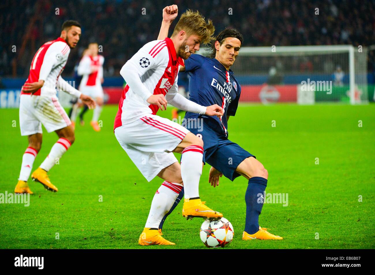 Lasse SCHONE/Edinson CAVANI - 25.11.2014 - Paris Saint Germain/Ajax Amsterdam - Champions League Photo : Dave Winter/Icon Sport Stock Photo