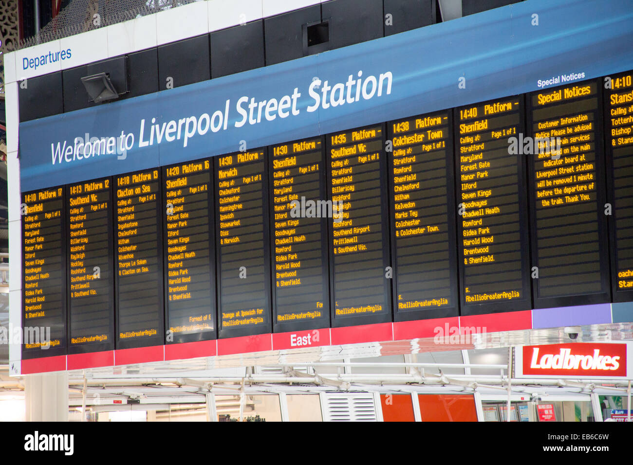 London Liverpool Street railway station departure