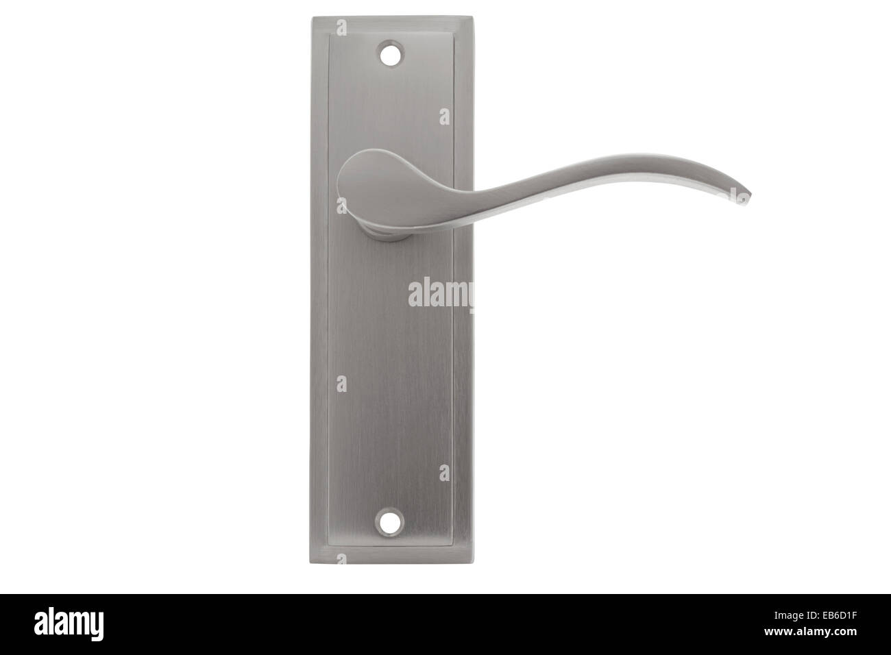 Nickel plated door handle on white background Stock Photo - Alamy