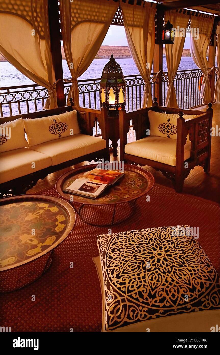 Yacouta Hotel Dahabiya Boat Design By Mrs Dora El Chiaty On The Nile River At Luxor Egypt Stock Photo Alamy