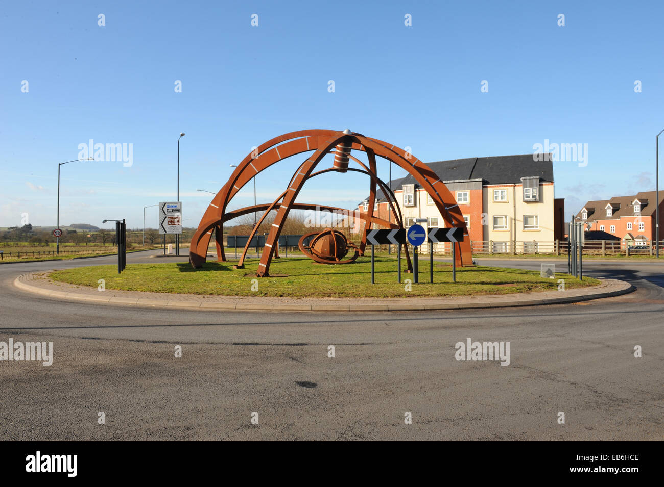 The Armillary Roundabout on the Banbury Road in Stratford upon Avon, Warwickshire, England, UK