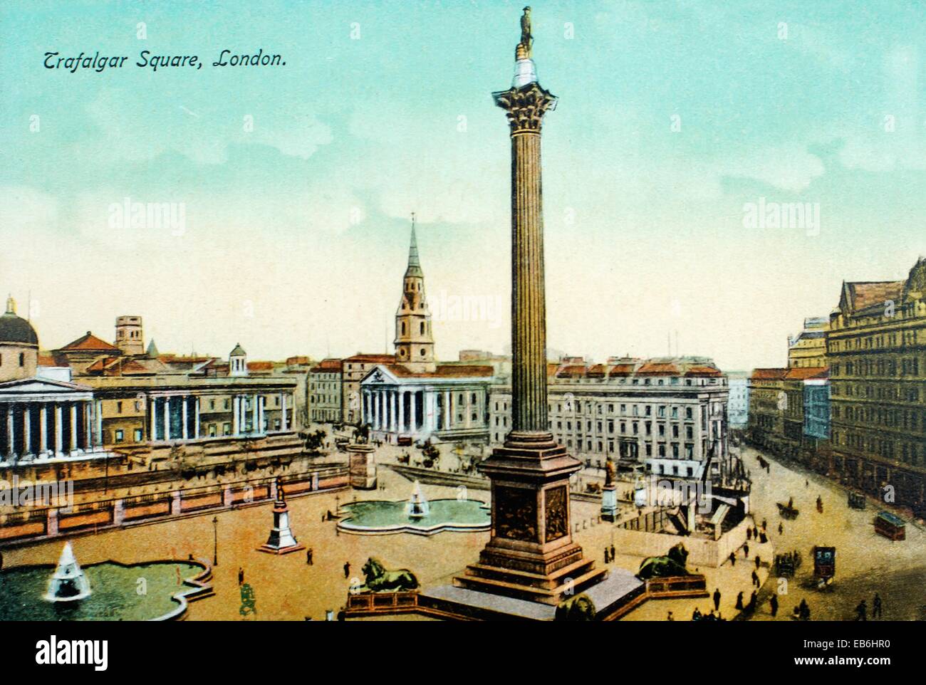Trafalgar Square (postcard 1880), London, England, UK Stock Photo Alamy