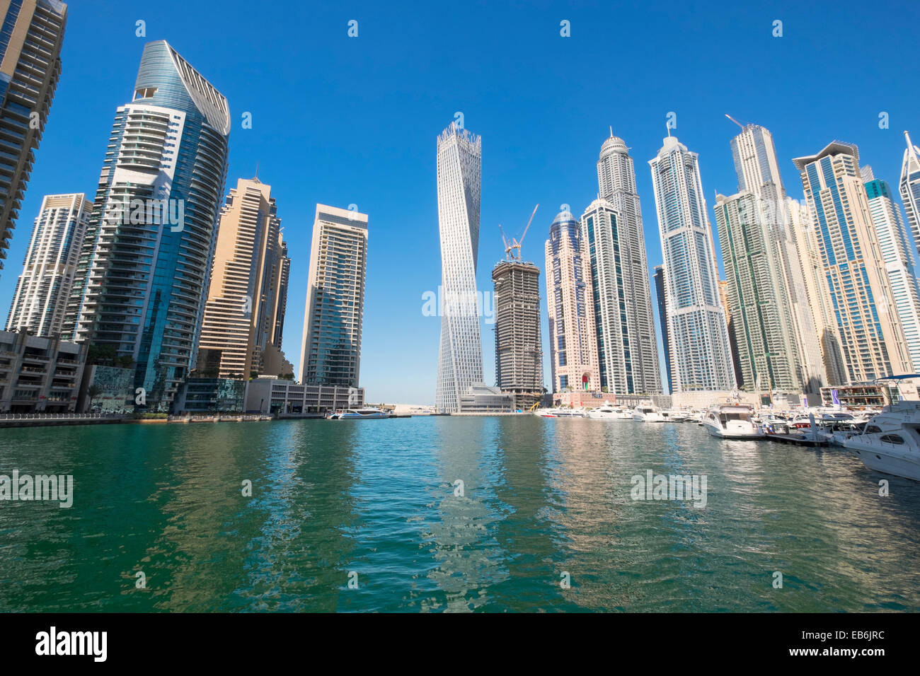 Daytime view of skyscrapers at Marina District in Dubai United Arab Emirates Stock Photo
