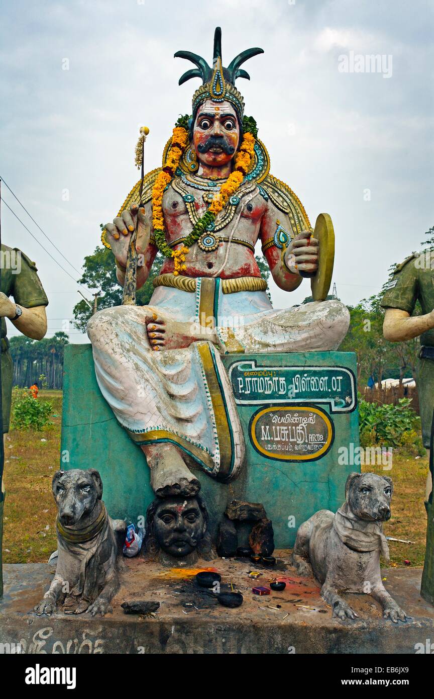 Statue near Pondicherry, Tamil Nadu, India. Stock Photo