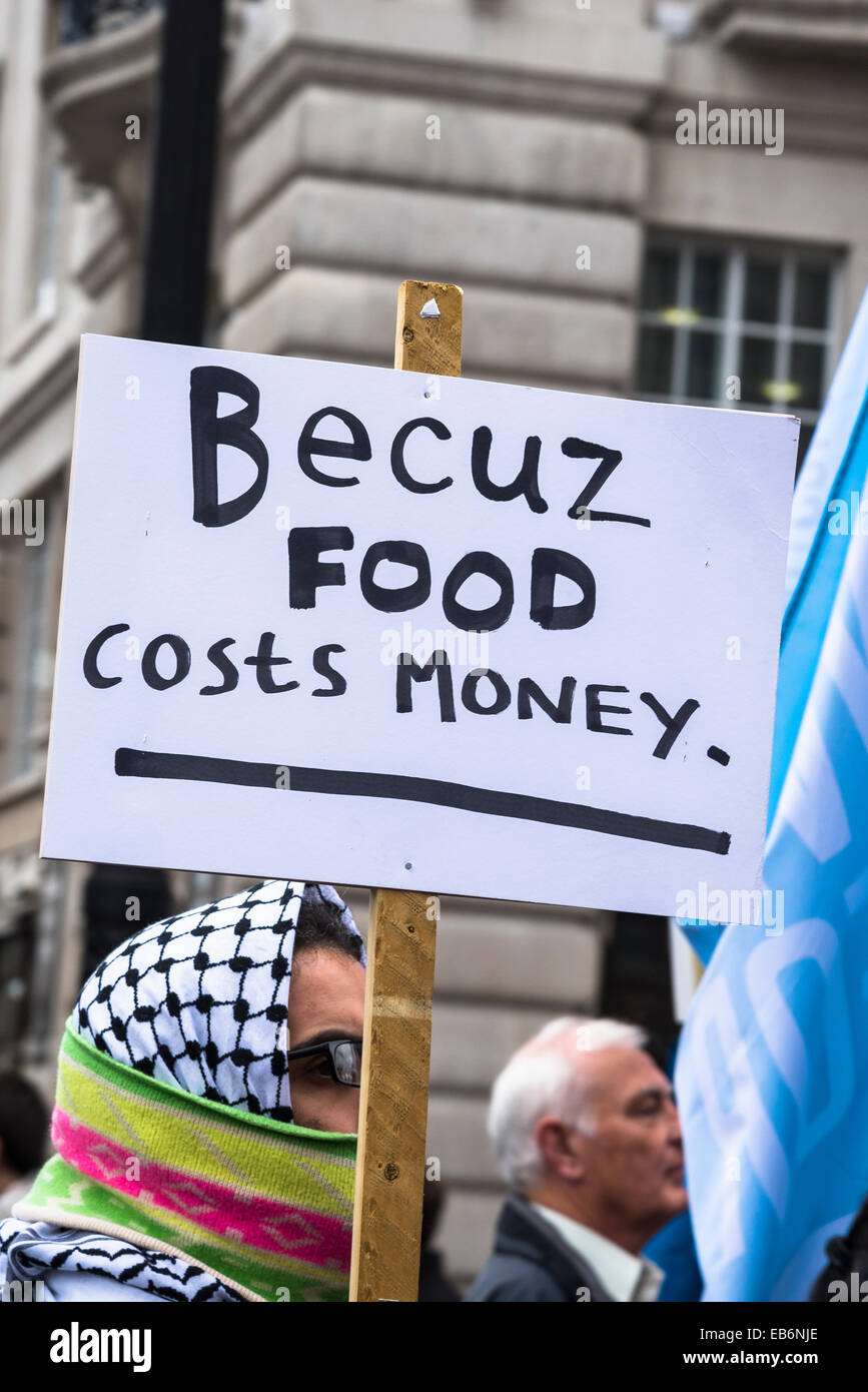 Britain Needs a Pay Rise march, Bad spelling, London, 18 October 2014, UK Stock Photo