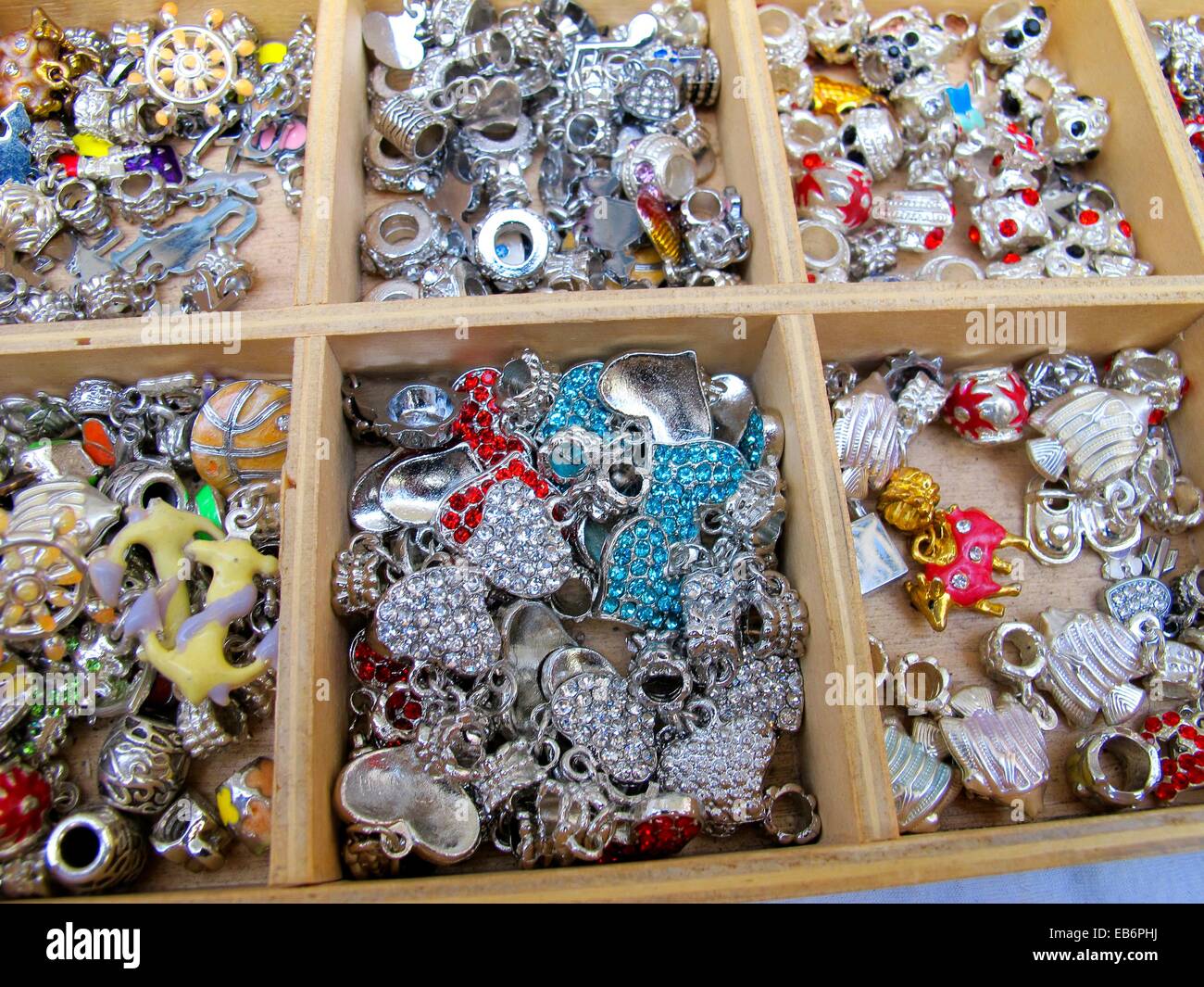 Beads and jewelry for necklaces and bracelets on Sunday street market,  Midtown Manhattan, New York City, USA Stock Photo - Alamy
