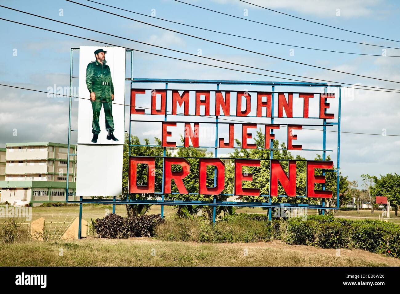 Propaganda with Fidel, Moron, Ciego de Avila Province , Cuba. Stock Photo