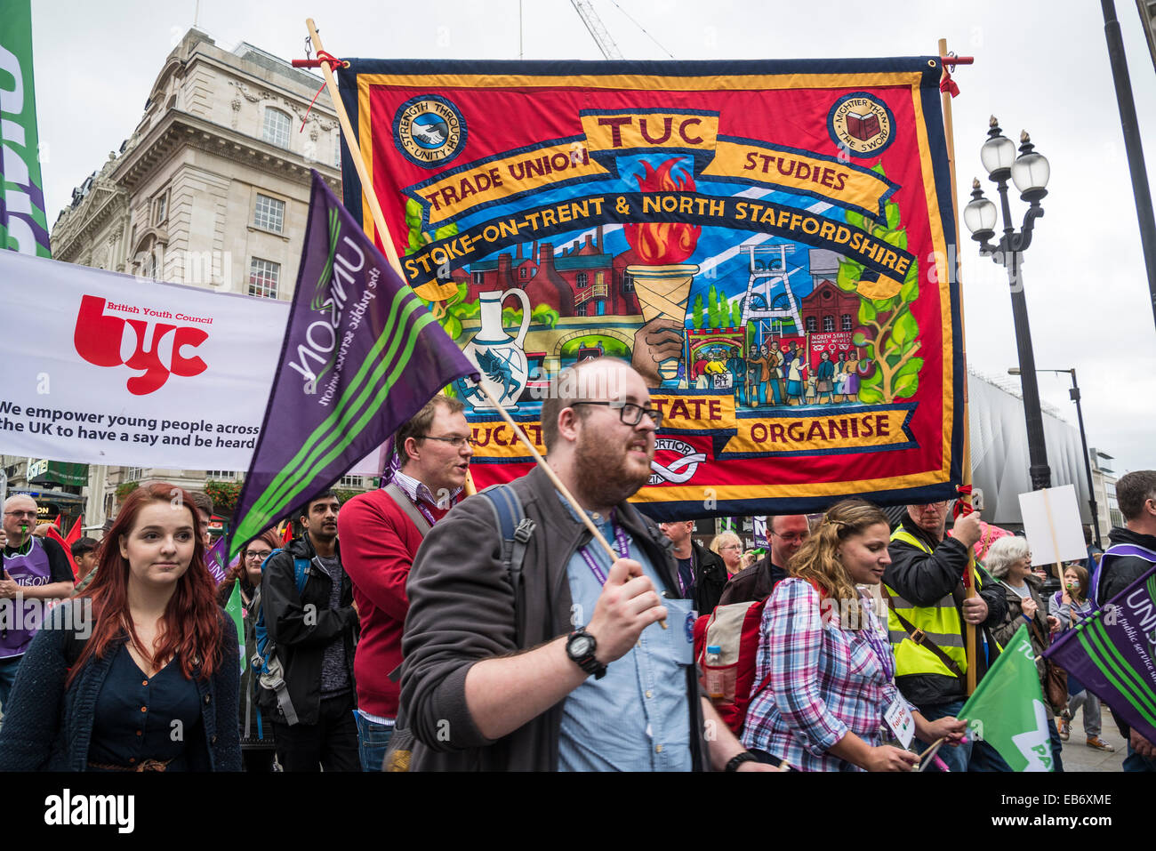 Britain Needs a Pay Rise march, TUC union, London, 18 October 2014, UK Stock Photo