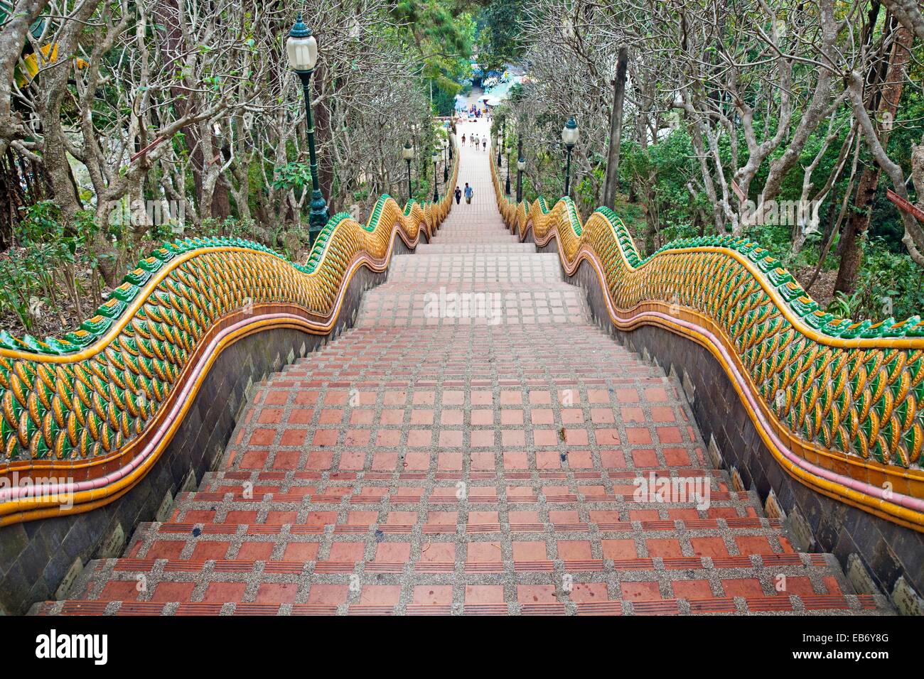 Stairs to Mountaintop Temple Doi Suthep, Chiang Mai, Thailand Stock ...