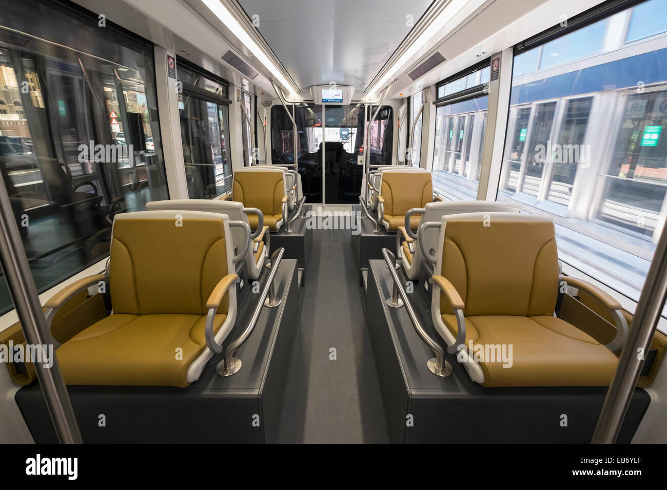 Interior of Gold Class carriage of tram on new Dubai Tram system in ...