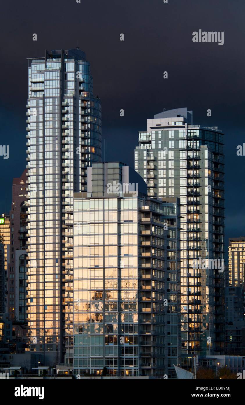apartment buildings in downtown Vancouver, on the north shore of False