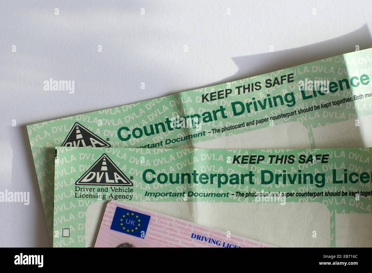 UK DVLA Part 2 D740 Counterpart Paper Driving Licence Stock Photo Alamy