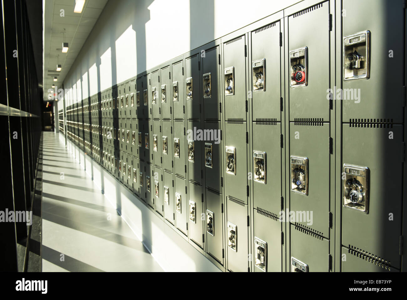 Lockers in the interior of the Pharmaceutical Sciences Building at the