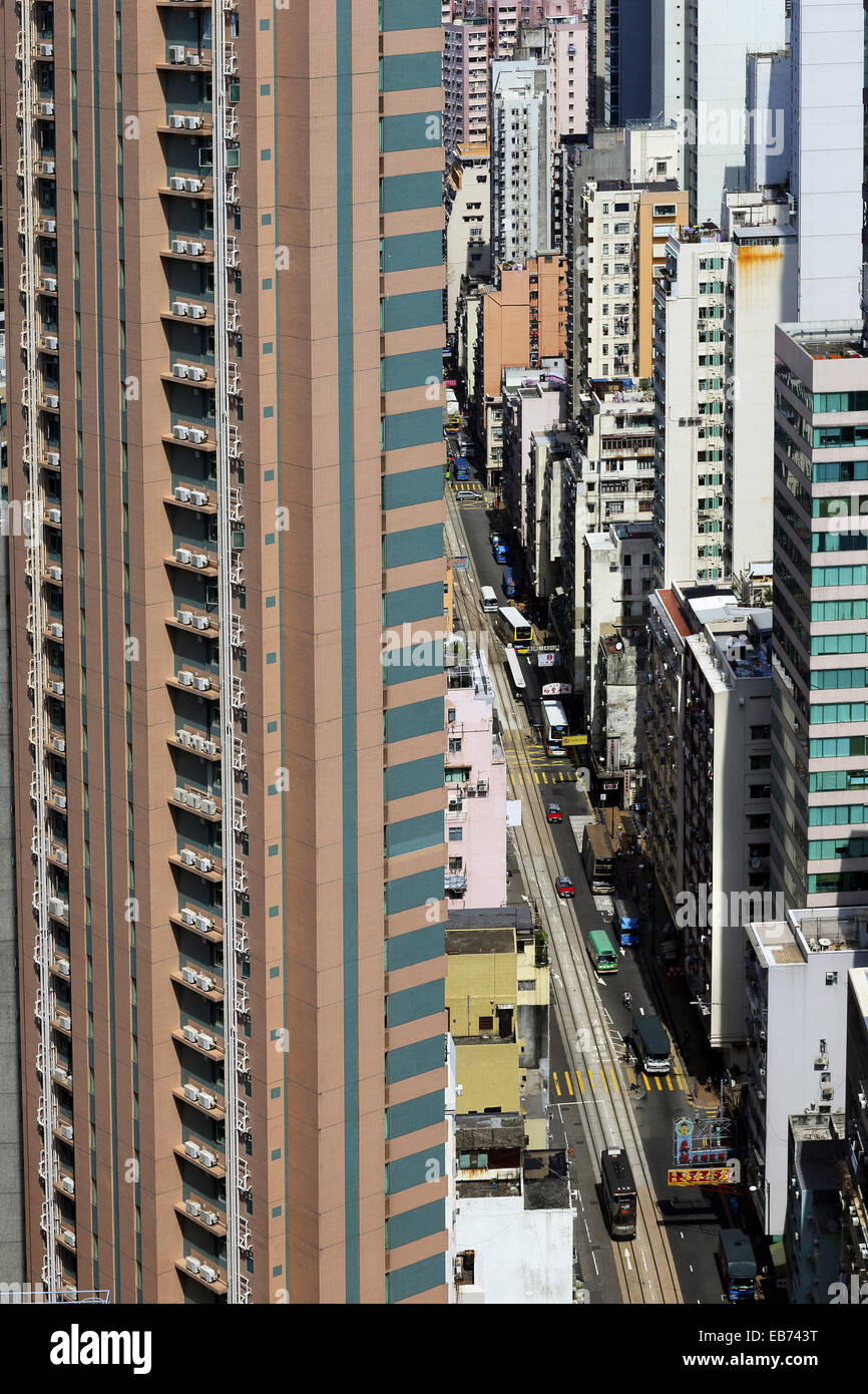 Aerial view of buildings and streets, Hong Kong Island, Hong Kong