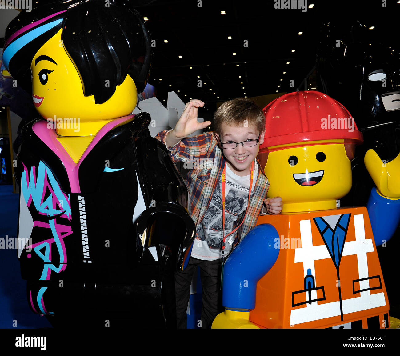 LEGO.  Austin, aged 10 has travelled from Wigan to have fun at BRICK2014, a celebration of LEGO. Stock Photo