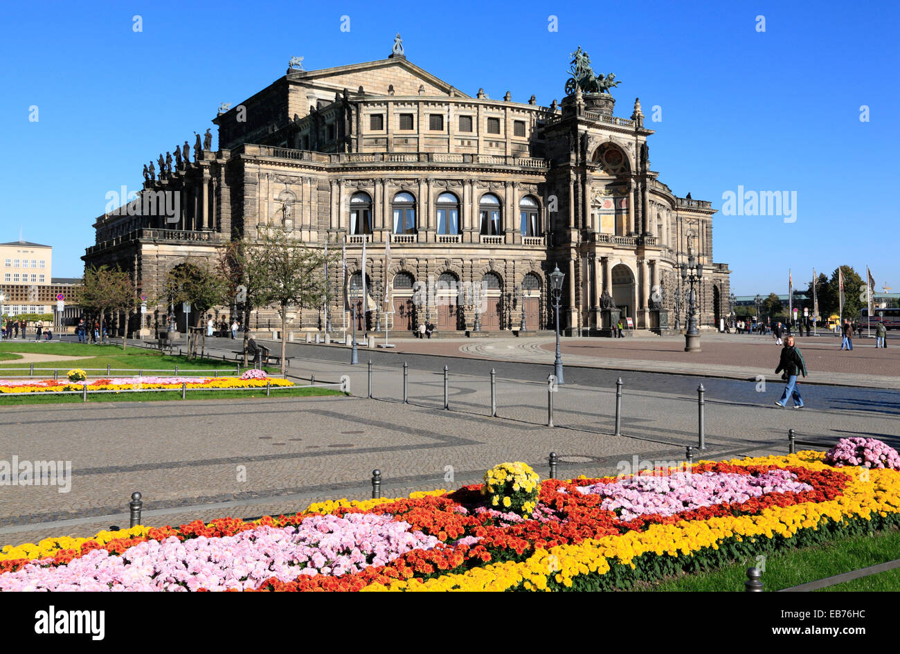 Semperoper, Semper opera house in the evening, Dresden, Saxony, Germany, Europe Stock Photo
