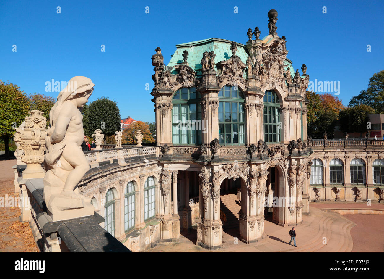Wall- or French Pavillion at Zwinger Palace, Dresden, Saxony, Germany, Europe Stock Photo