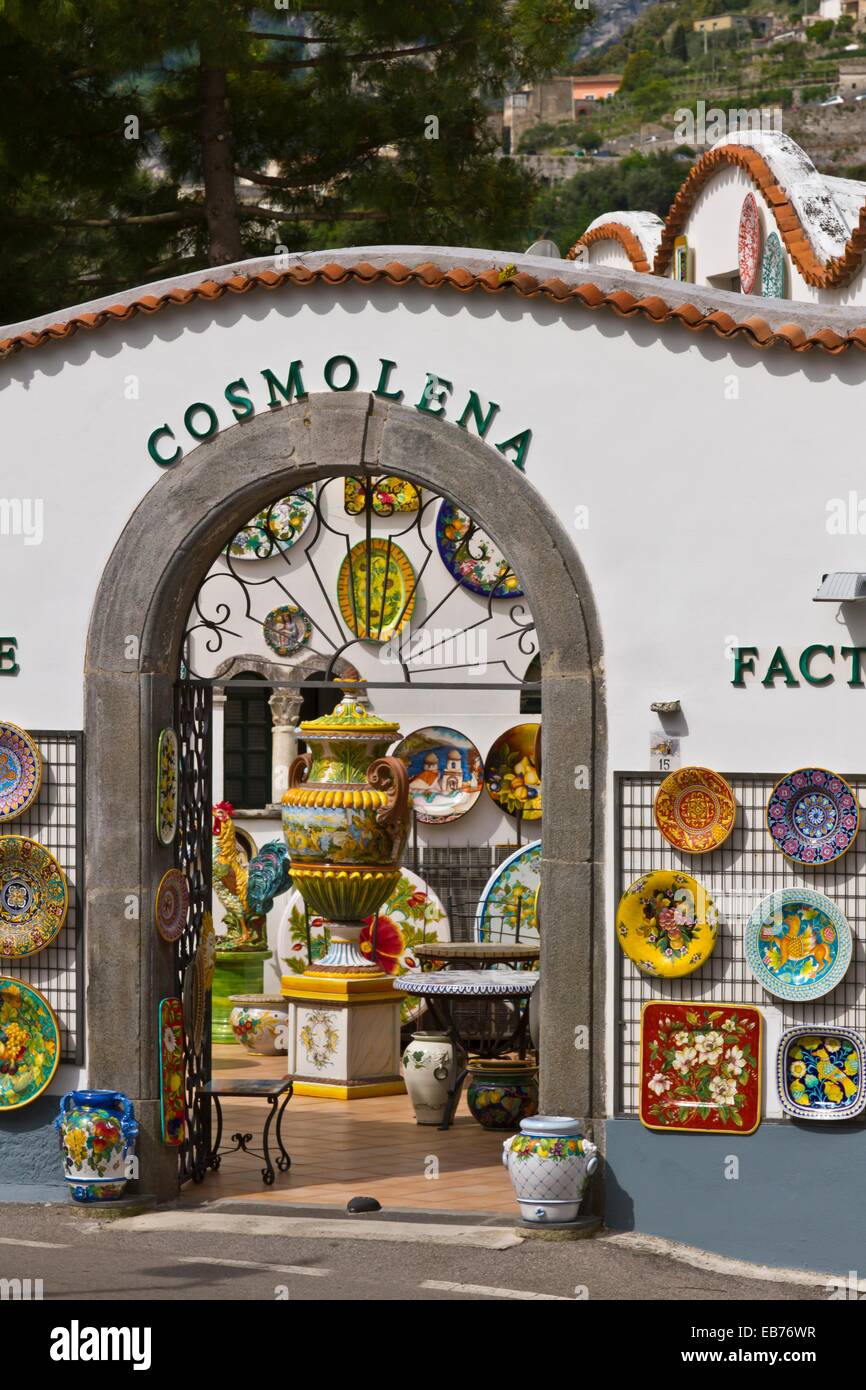 A shop selling ceramics in the village of Ravello, Italy Stock Photo