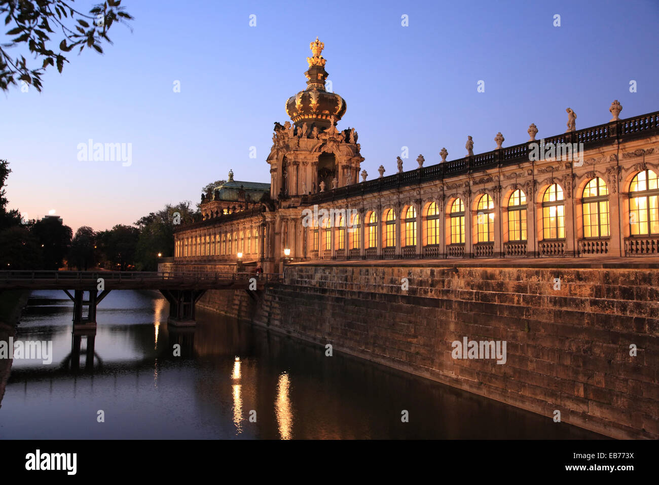 Main Entrance Crown Gate,  Zwinger palace in the evening, Dresden, Saxony, Germany, Europe Stock Photo