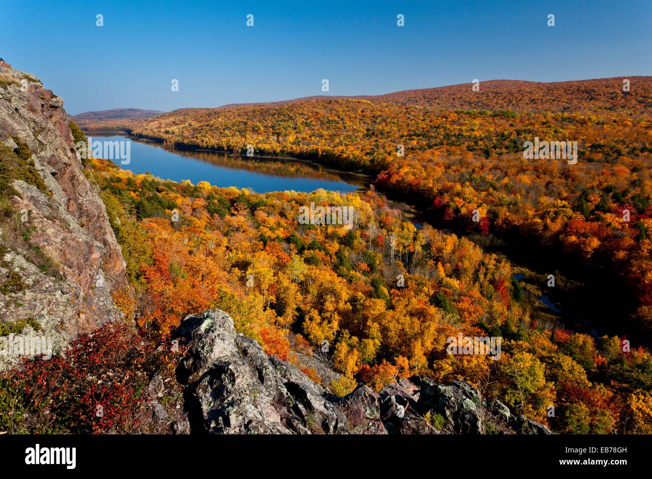 The Porcupine Mountains State Park and the Lake the Clouds with fall