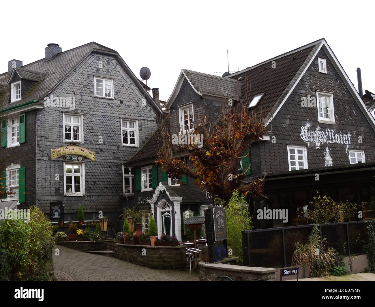 Slade Houses and Cafe Voigt in Burg ner the Wupper Photo 11/19/2014 Stock Photo