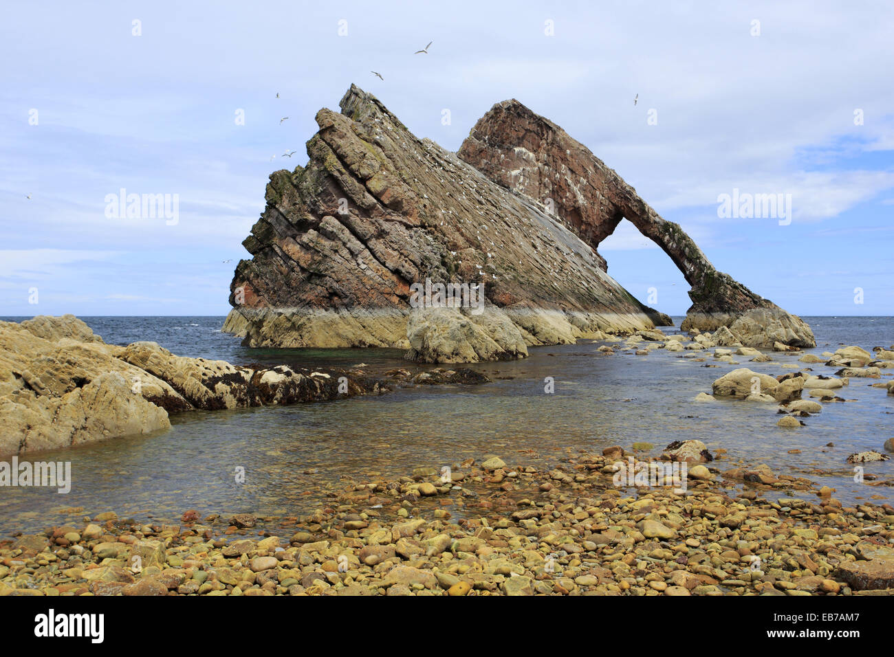 Bow Fiddle Rock, Scotland. Stock Photo