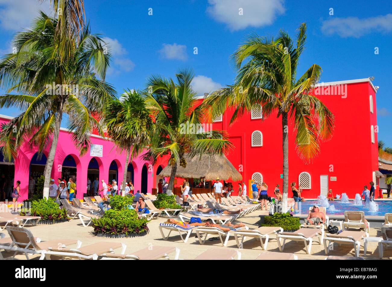 Costa Maya Mexico Beach Caribbean Cruise Ship Port Swimming Pool Stock