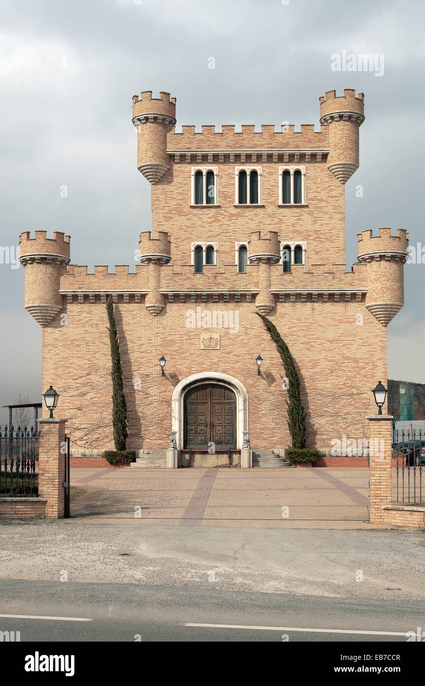 winery buildig castle, La Rioja, Spain Stock Photo