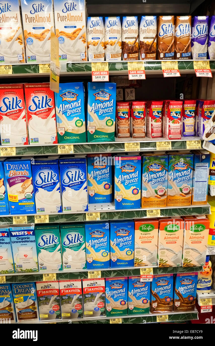 Soy milk on supermarket shelves hires stock photography and images Alamy