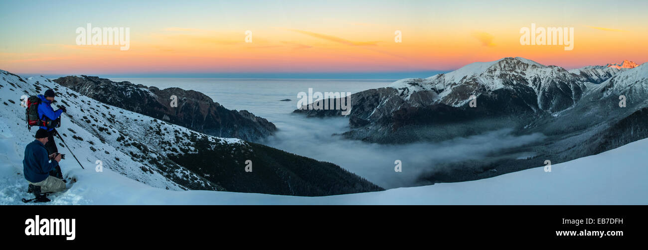 Sunset mountains above clouds - Tatra Mountains in Poland Stock Photo ...