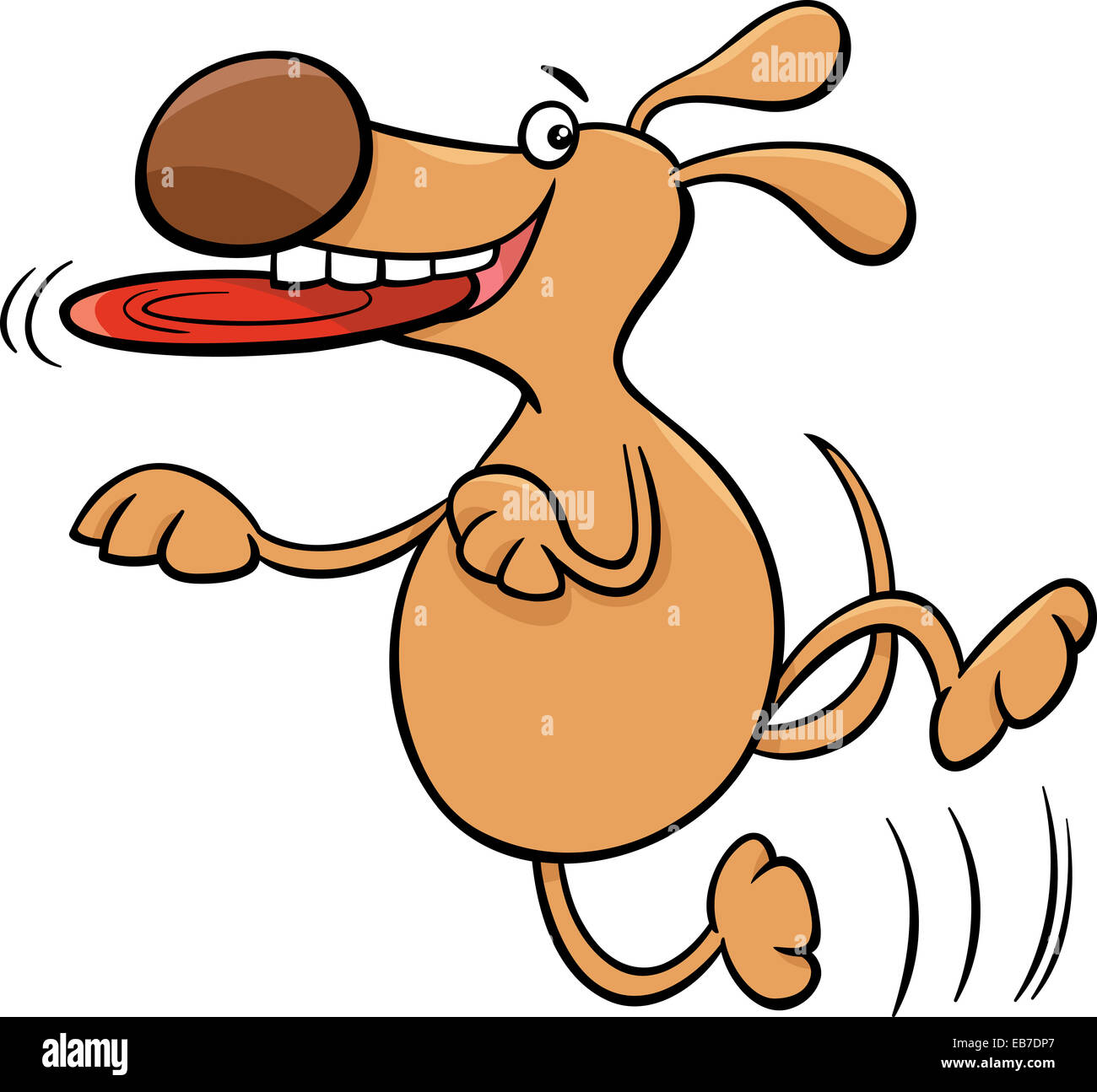 Cartoon Illustration of Funny Dog Character with Frisbee Stock Photo
