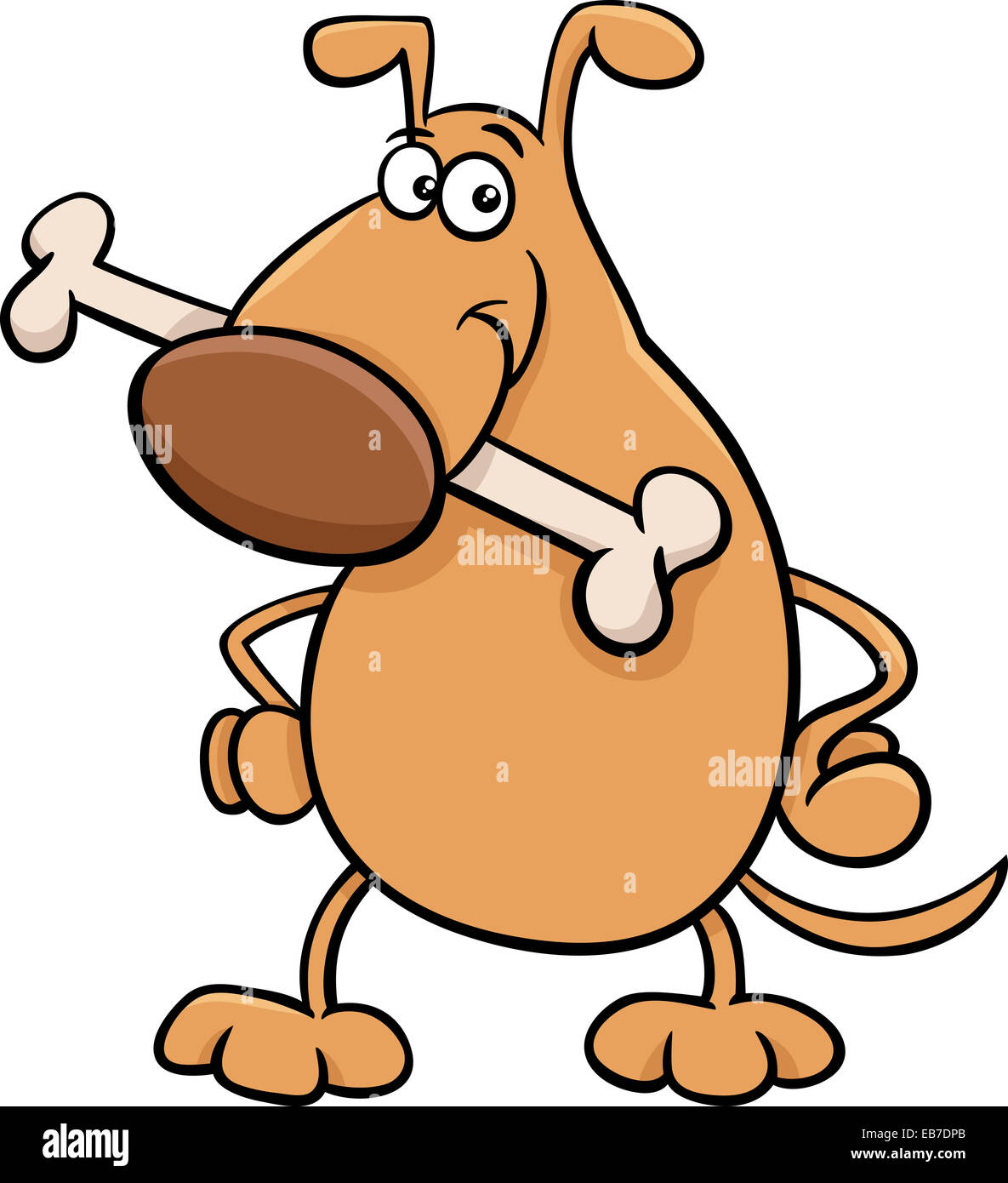 Cartoon Illustration of Funny Dog Character with Bone Stock Photo - Alamy