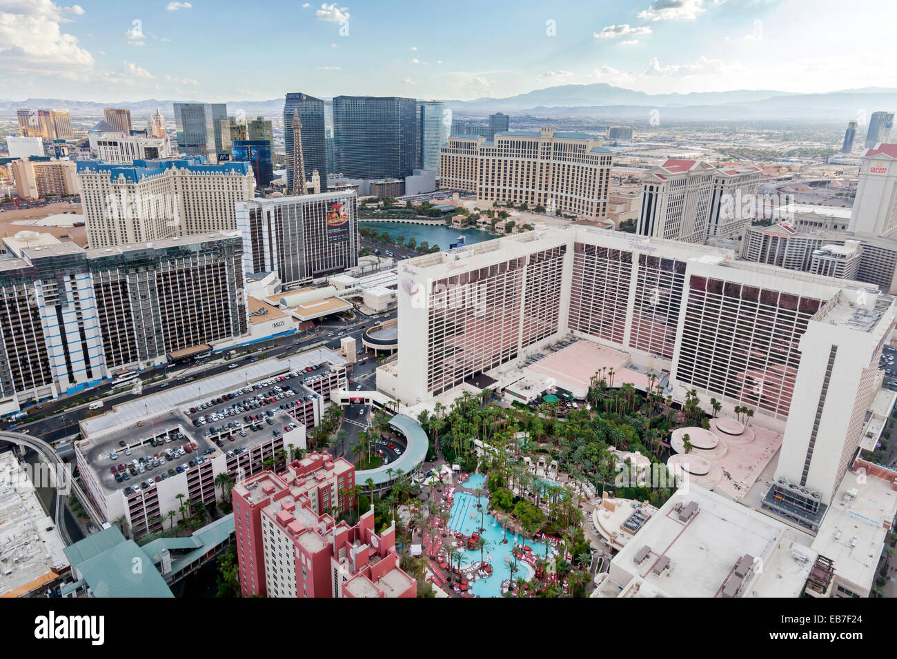 Daytime aerial view of Resorts, Hotels and Casinos in Las Vegas, Nevada. Stock Photo