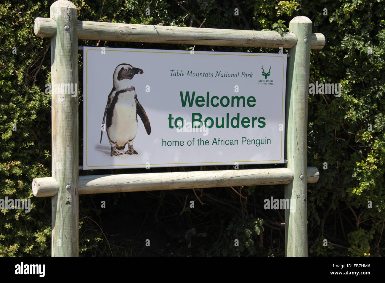 Welcome to Boulders Sign at Cape Town Penguin Colony Stock Photo - Alamy