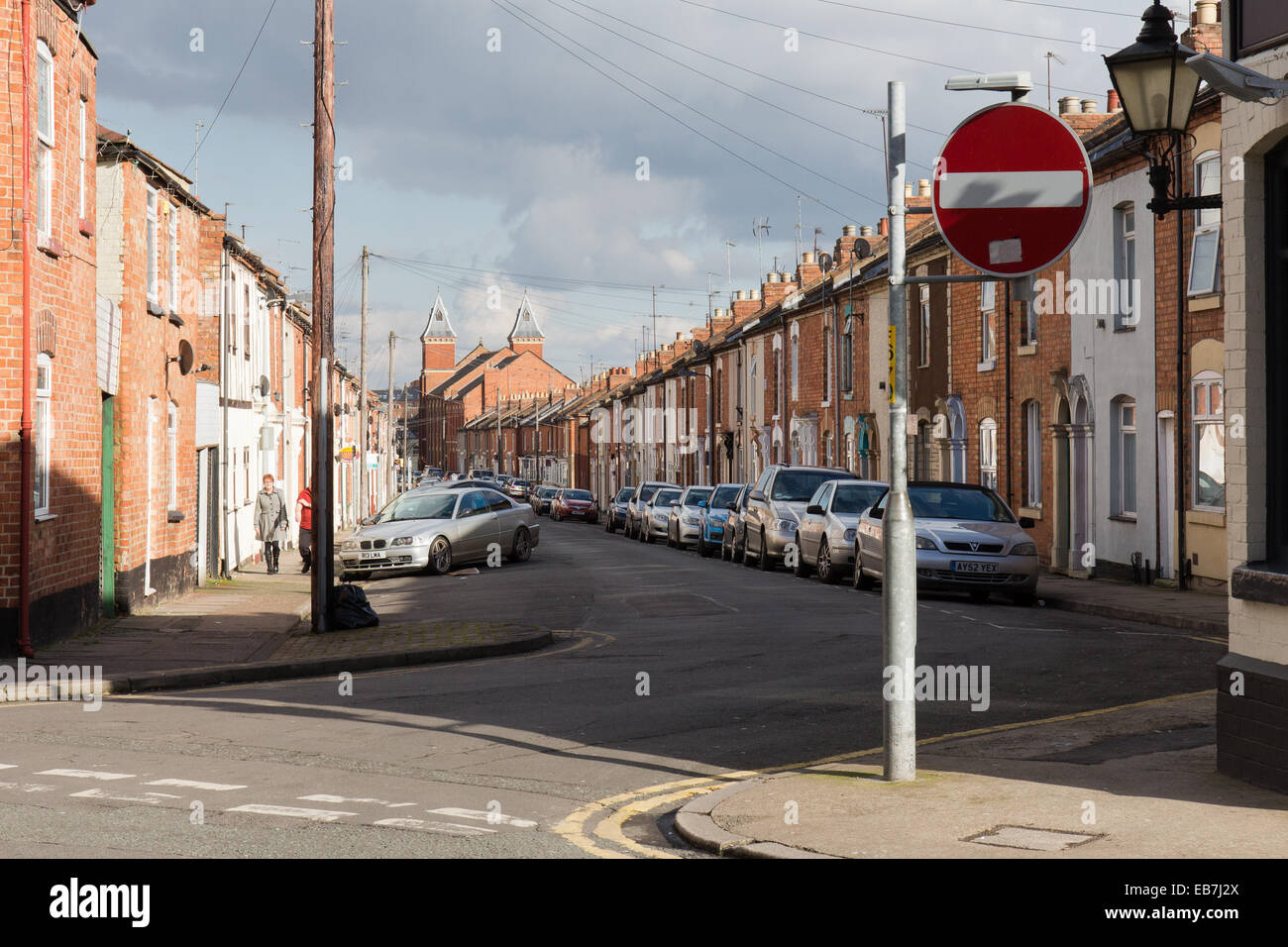 Terraced housing in Northampton Stock Photo