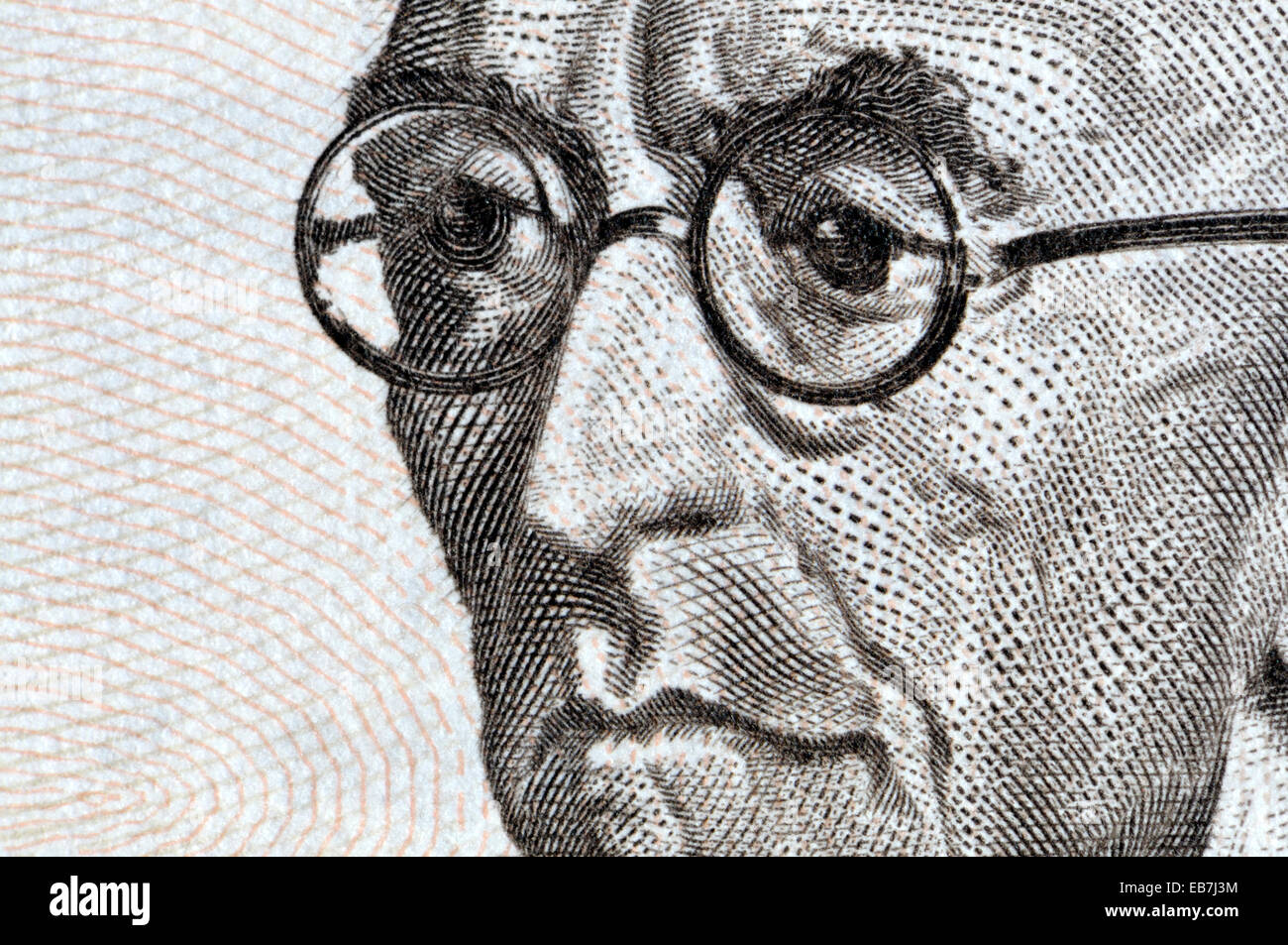 Detail from a 1970 Spanish banknote showing portrait of Manuel de Falla (Manuel de Falla y Matheu - Spanish composer 1876-1946) Stock Photo