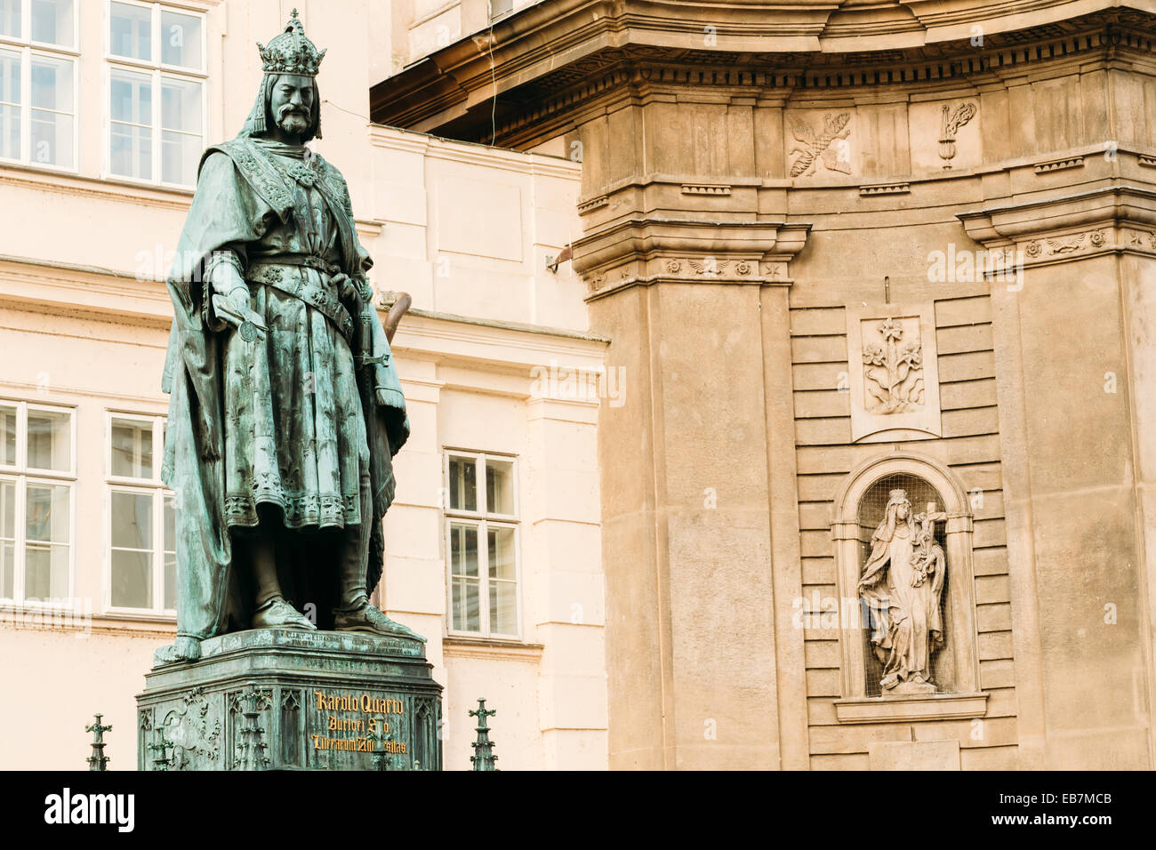 Bronze Statue Of Czech King Charles Iv In Prague, Czech