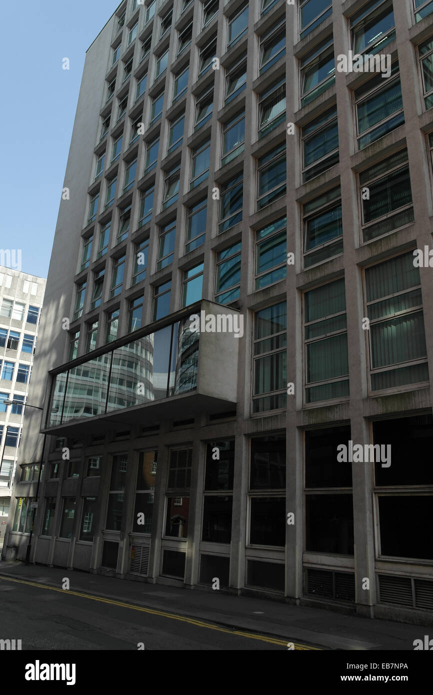 Blue sky oblique portrait, towards Quay Street, 1950s office tower