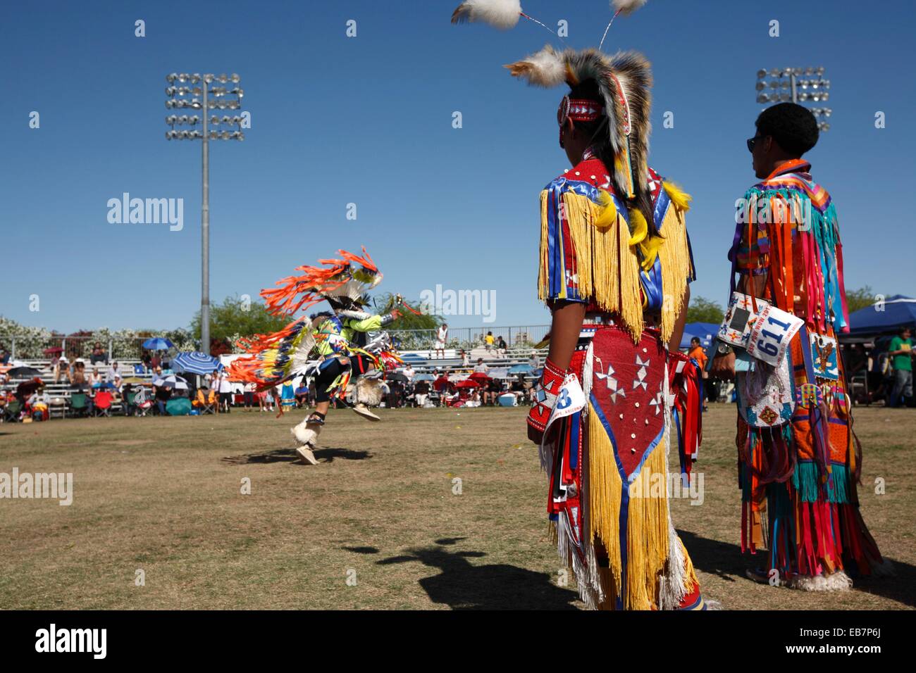 Native American in traditional costume at a Powwow in Phoenix Arizona